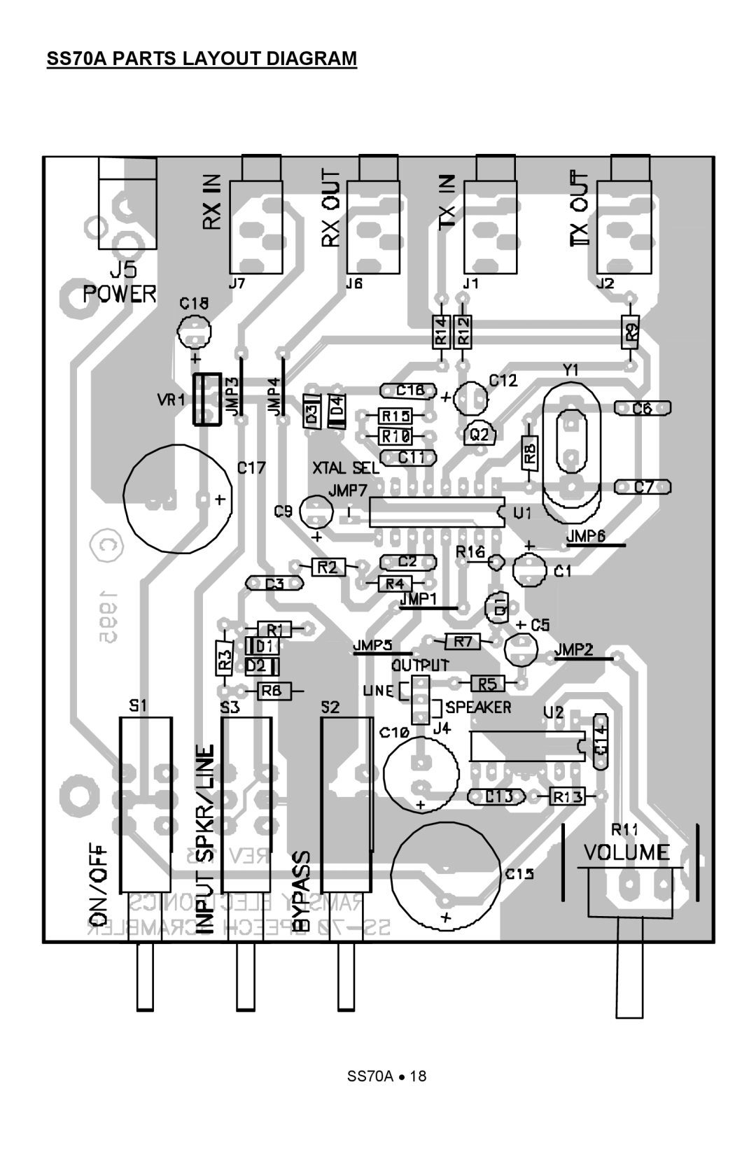 Ramsey Electronics manual SS70A Parts Layout Diagram 