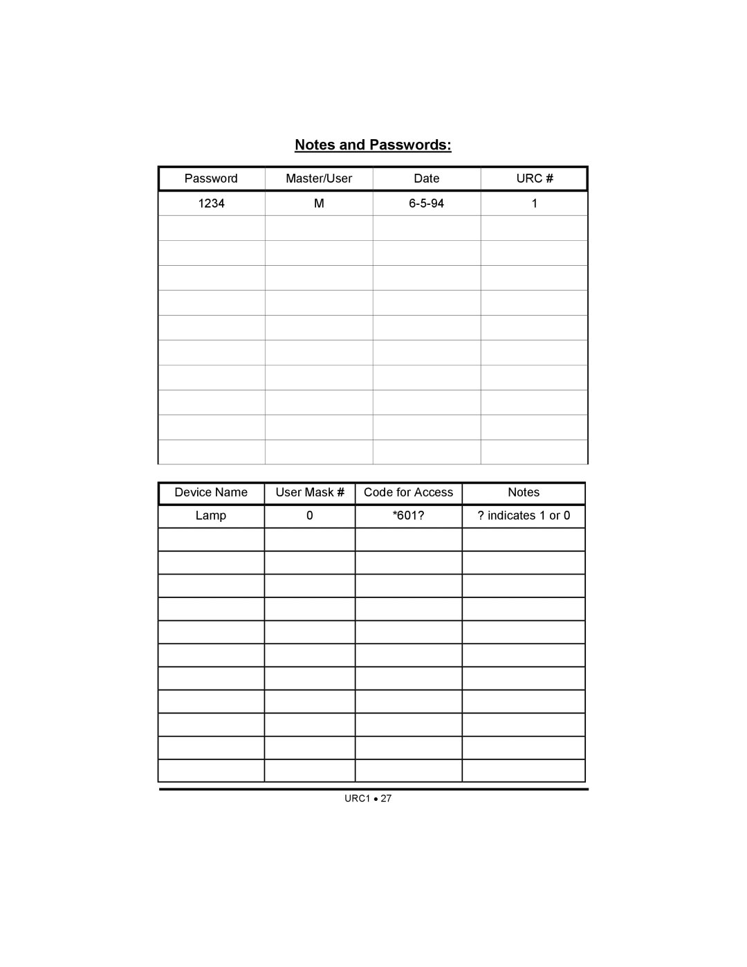 Ramsey Electronics URC1 manual Urc # 