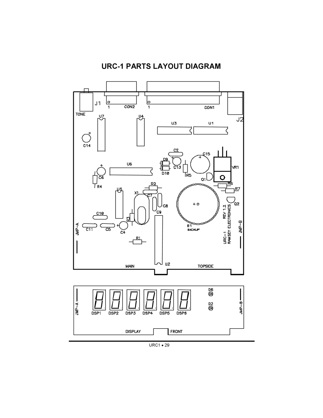 Ramsey Electronics URC1 manual URC-1 Parts Layout Diagram 