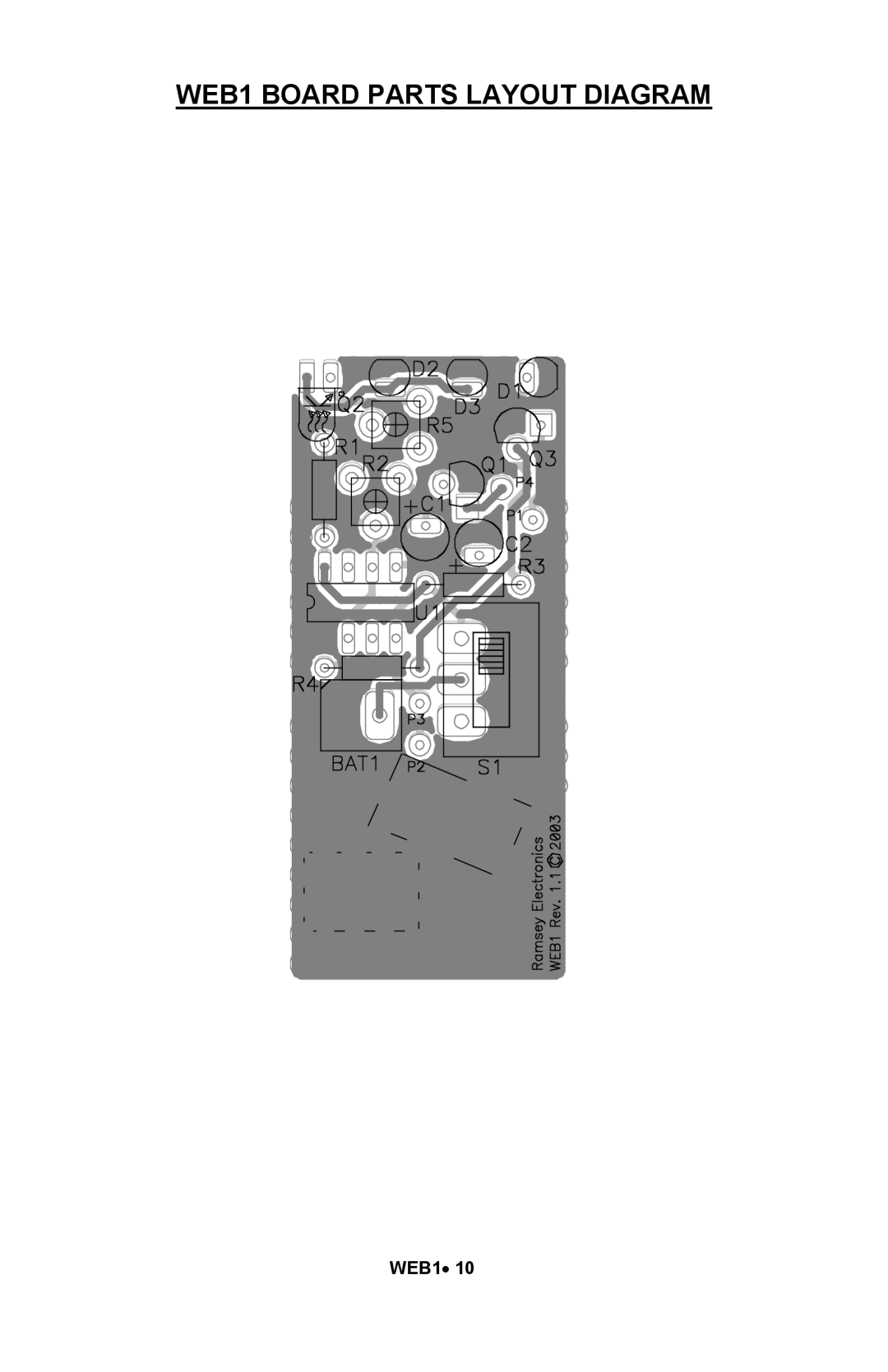 Ramsey Electronics manual WEB1 Board Parts Layout Diagram 