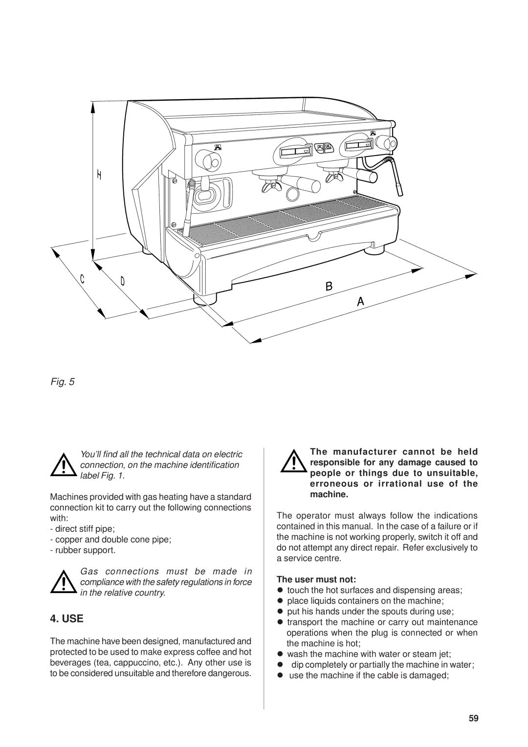 Rancilio Millennium manual User must not 