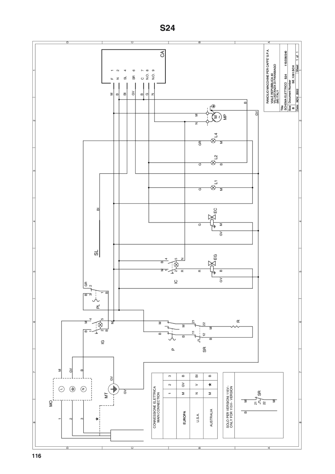 Rancilio S20 manual S24, 116 