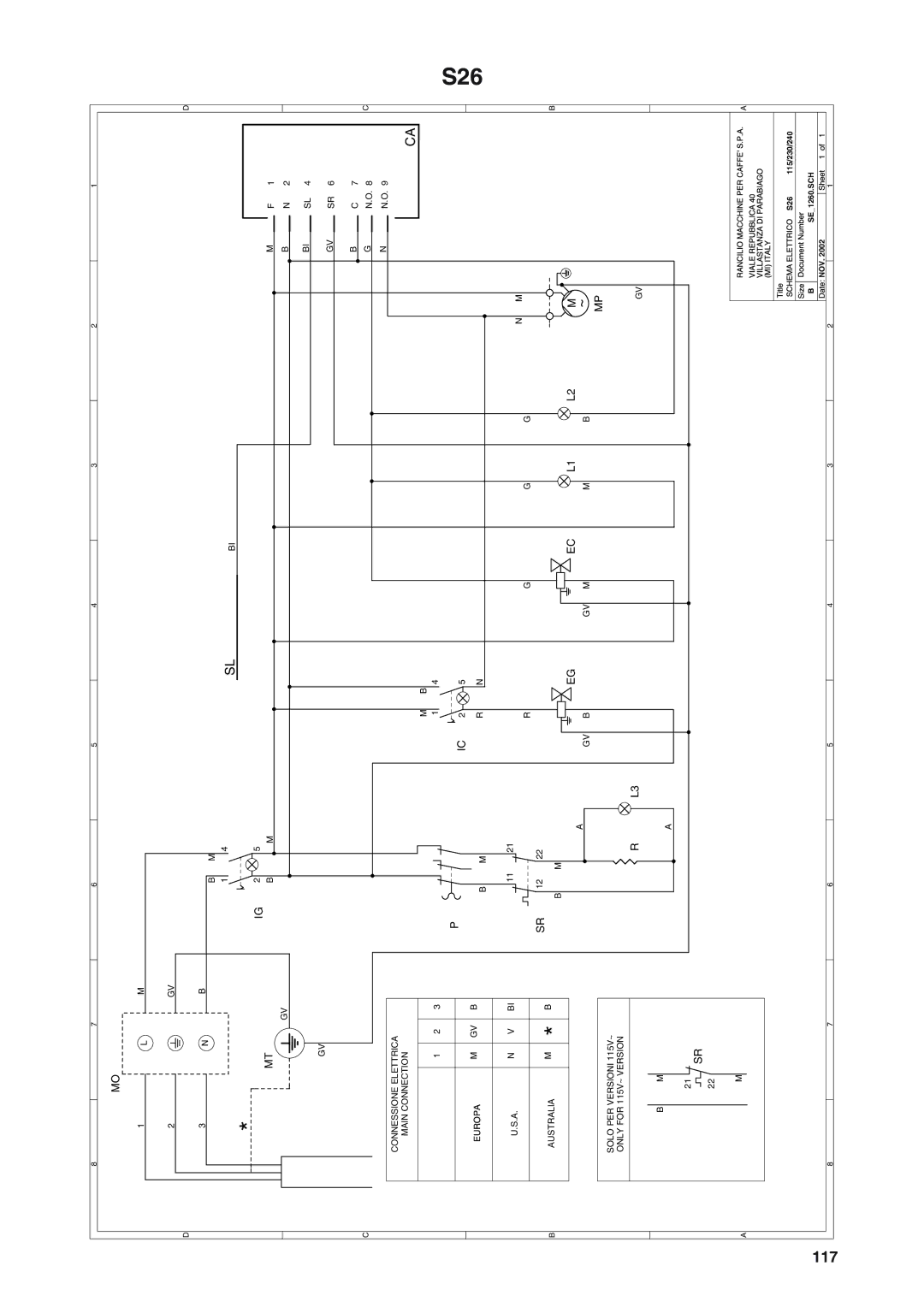 Rancilio S20 manual S26, 117 