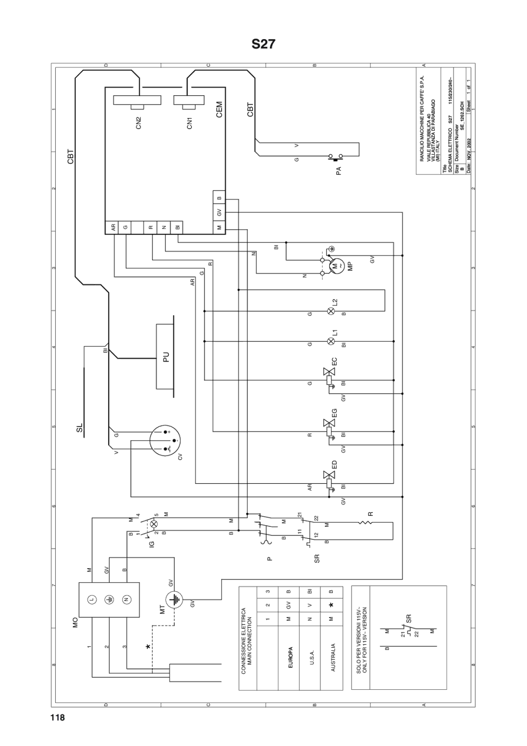 Rancilio S20 manual S27, 118 