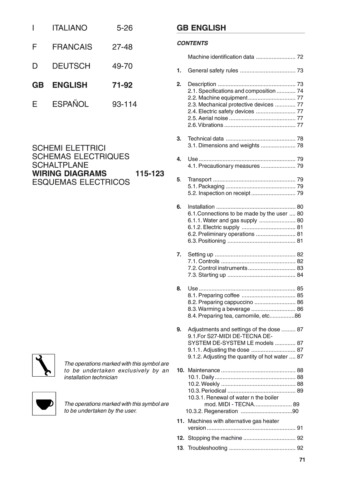 Rancilio S20 manual GB English 