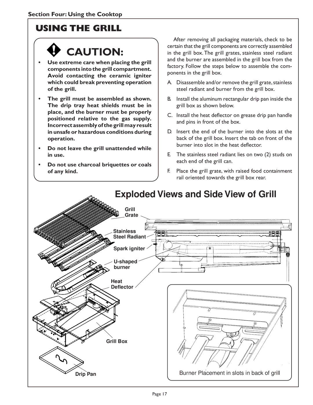 Range Kleen PSC486GD, PSC484GG, PSC486GL, PSC364GL, PSC364GD, PSC366, PSC484WK manual Exploded Views and Side View of Grill 