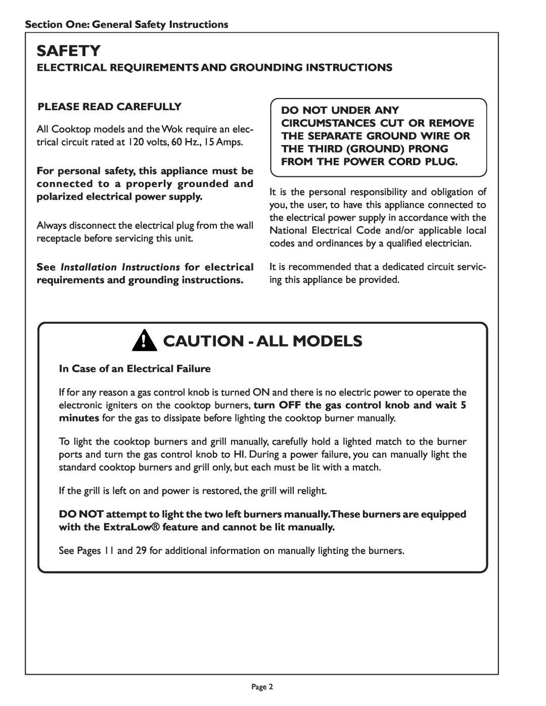 Range Kleen PSC366, PSC484GG manual Caution - All Models, Section One General Safety Instructions, Please Read Carefully 
