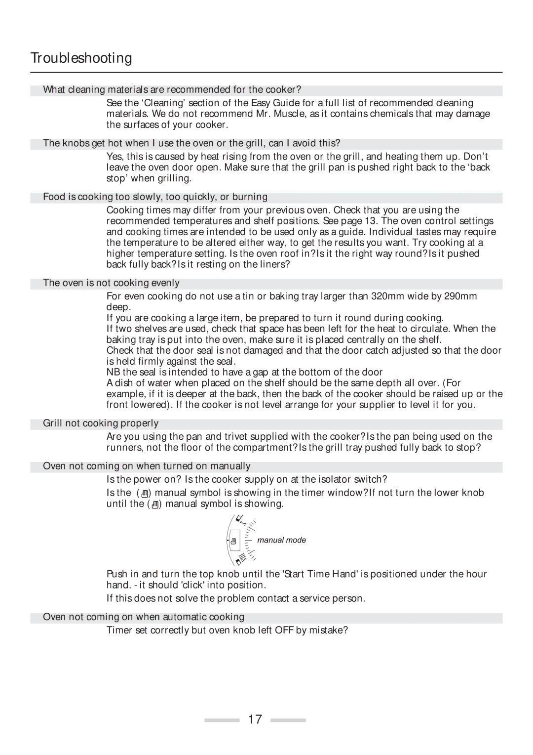 Rangemaster 110 installation instructions Troubleshooting 