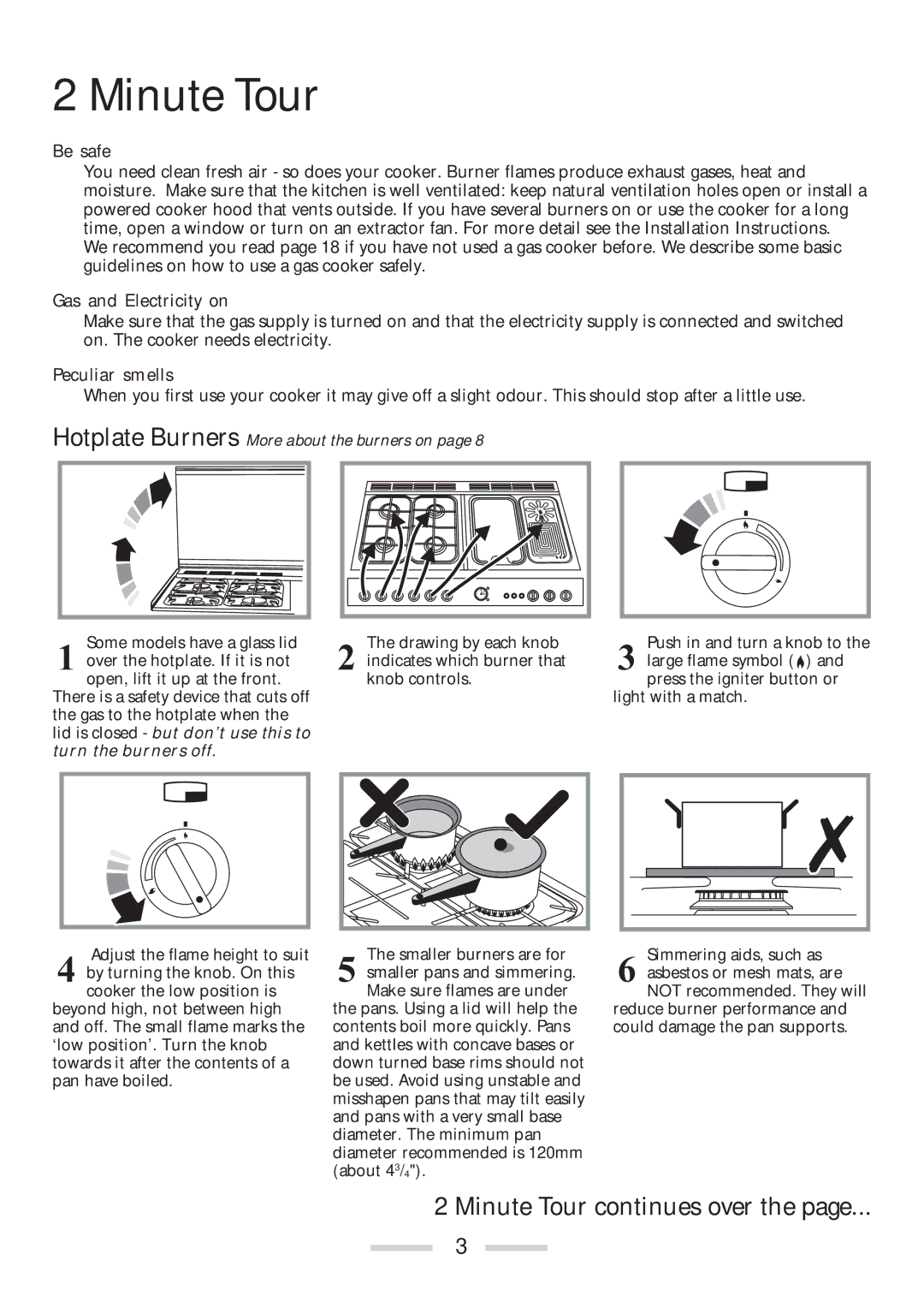 Rangemaster 110 installation instructions Be safe, Gas and Electricity on, Peculiar smells 