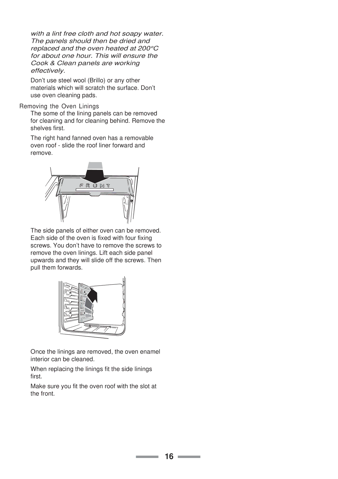 Rangemaster 110 installation instructions Removing the Oven Linings 