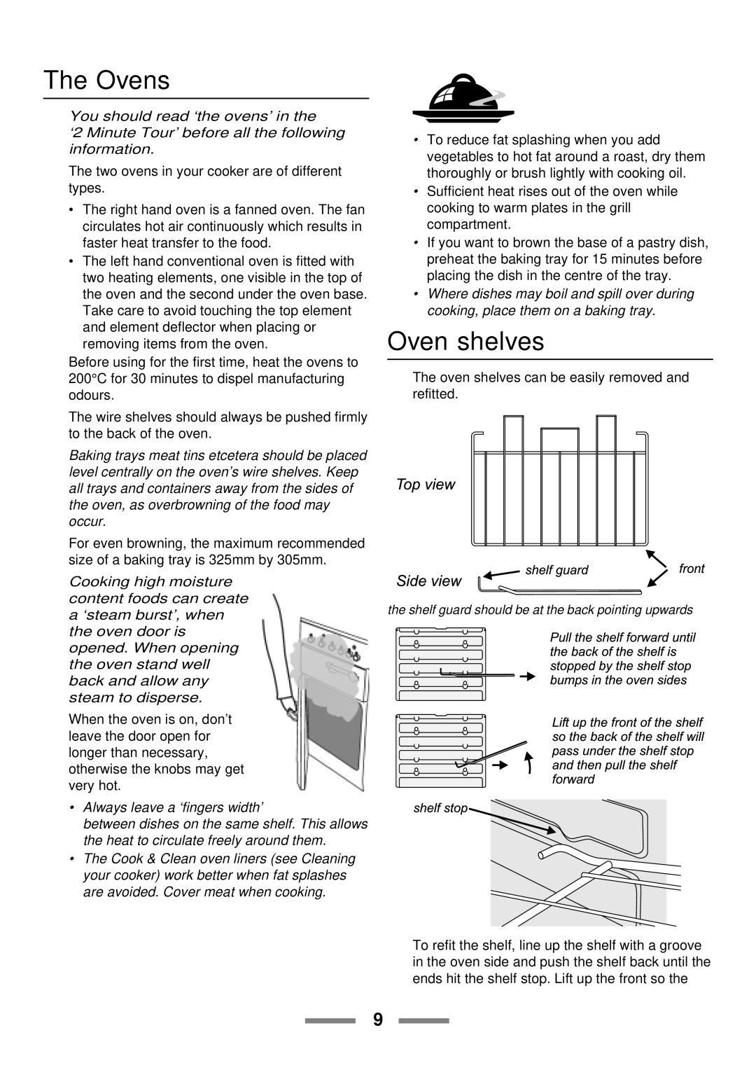 Rangemaster 110 installation instructions Ovens, Oven shelves 