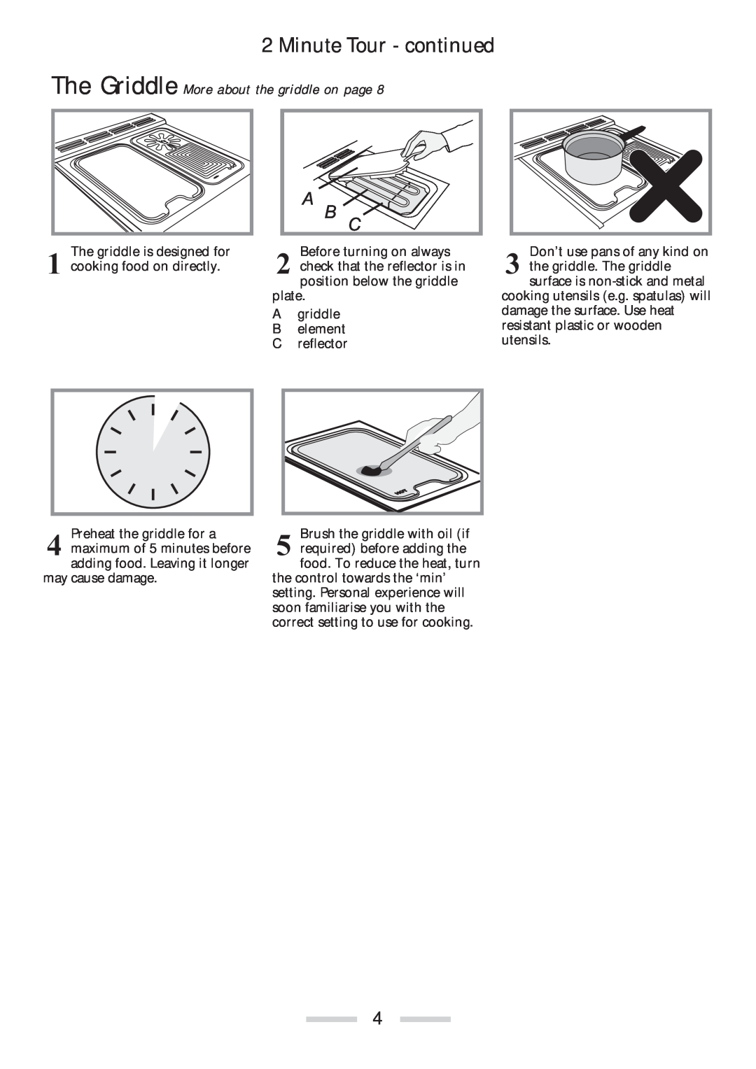 Rangemaster 110 installation instructions Minute Tour - continued, The Griddle More about the griddle on page 
