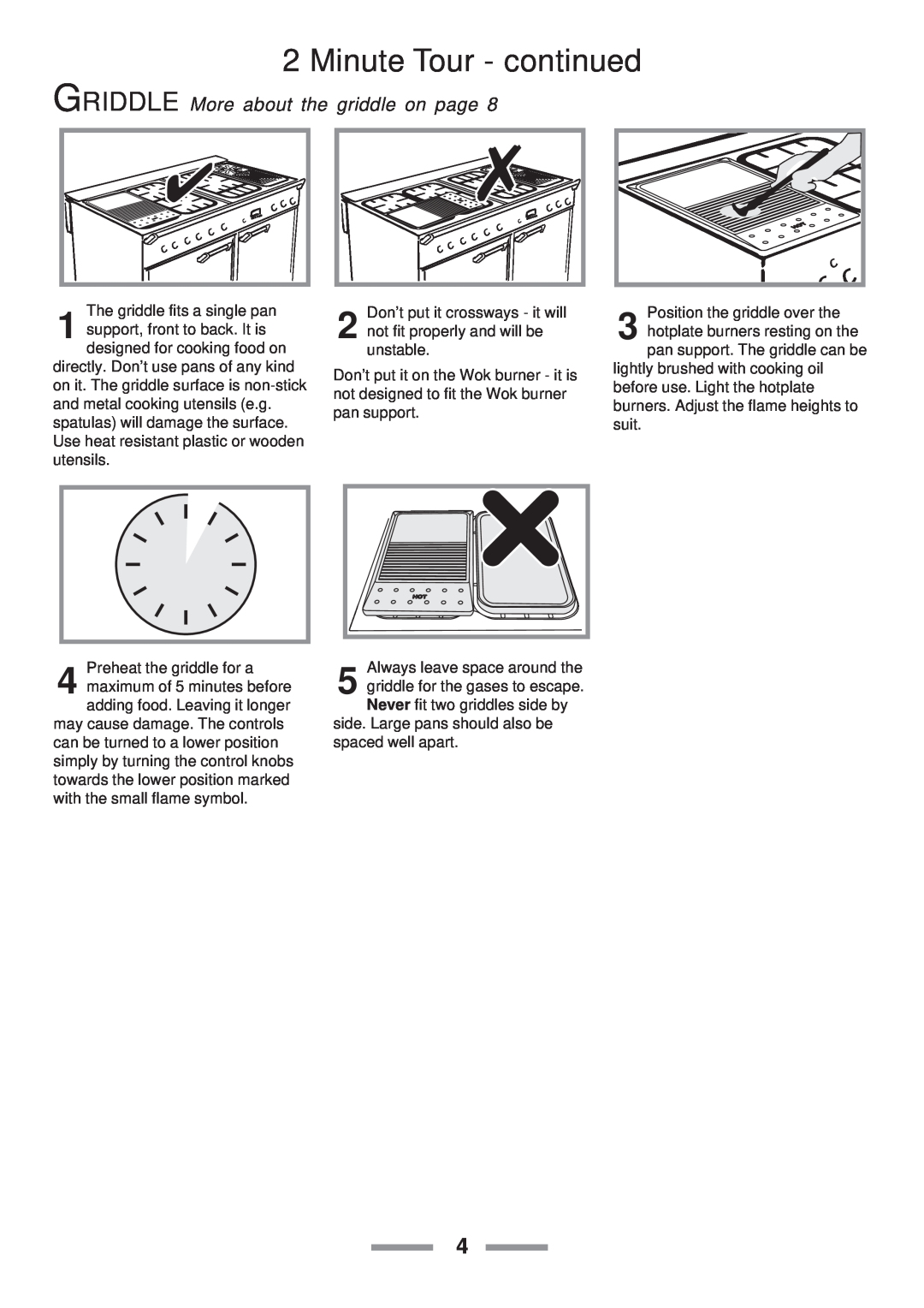 Rangemaster 110 installation instructions Minute Tour - continued, GRIDDLE More about the griddle on page 
