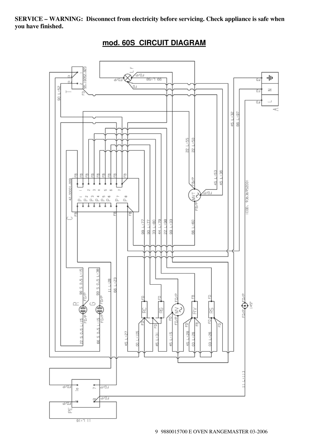 Rangemaster 60S manual Mod S Circuit Diagram 