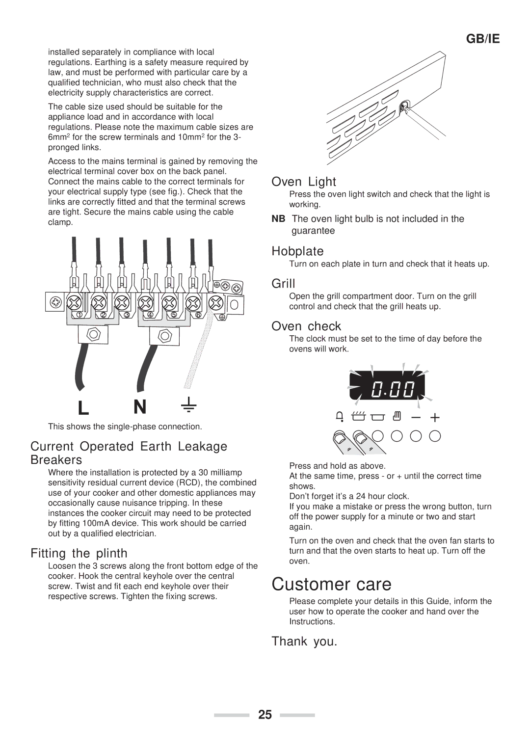 Rangemaster 90 Ceramic installation instructions Customer care 