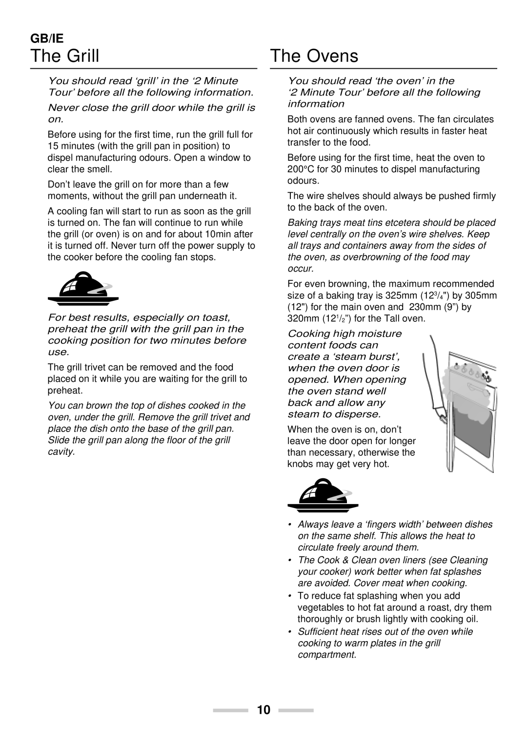 Rangemaster 90 Ceramic installation instructions The Grill, The Ovens, Gb/Ie 