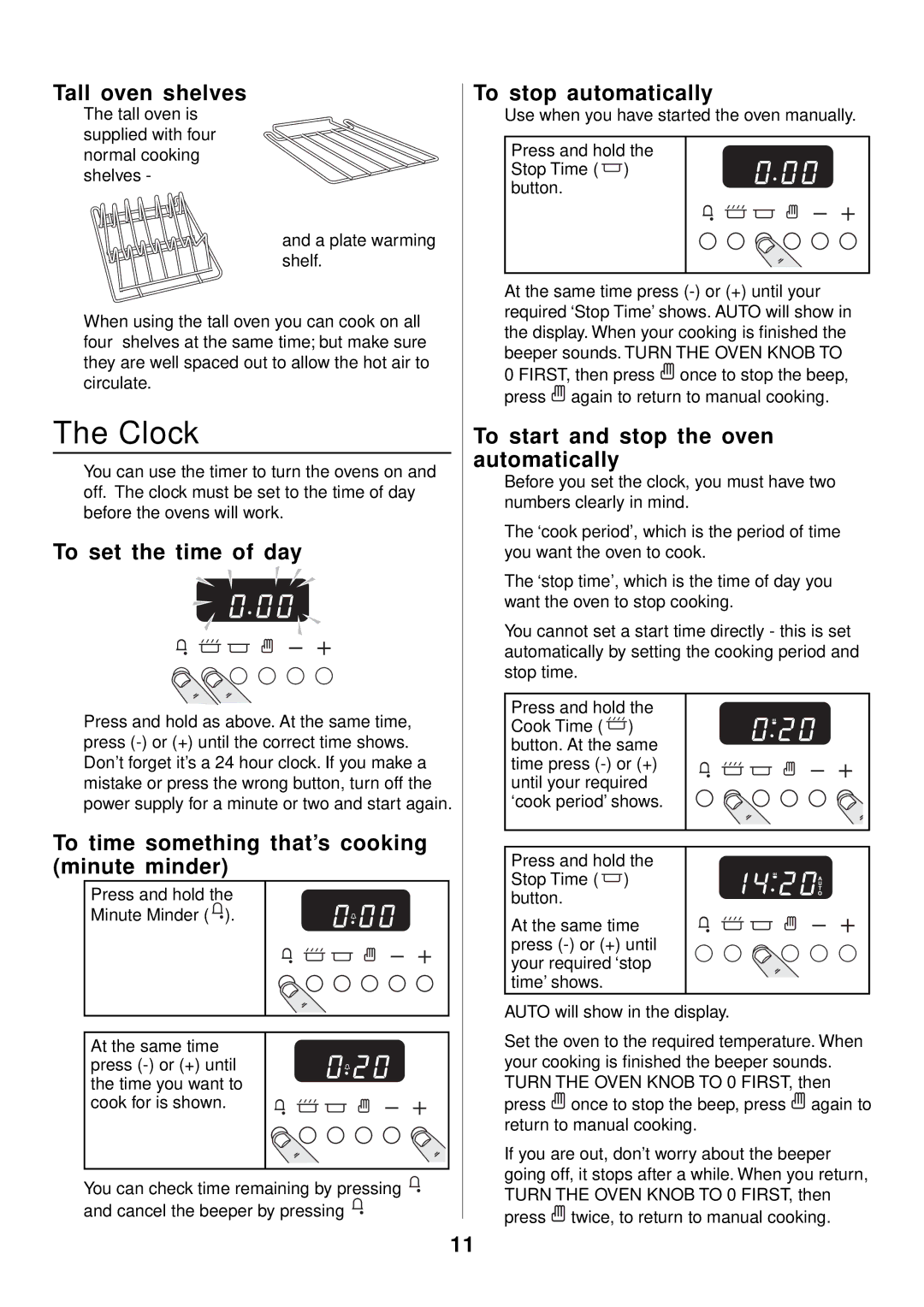 Rangemaster 90 Gas manual Clock 