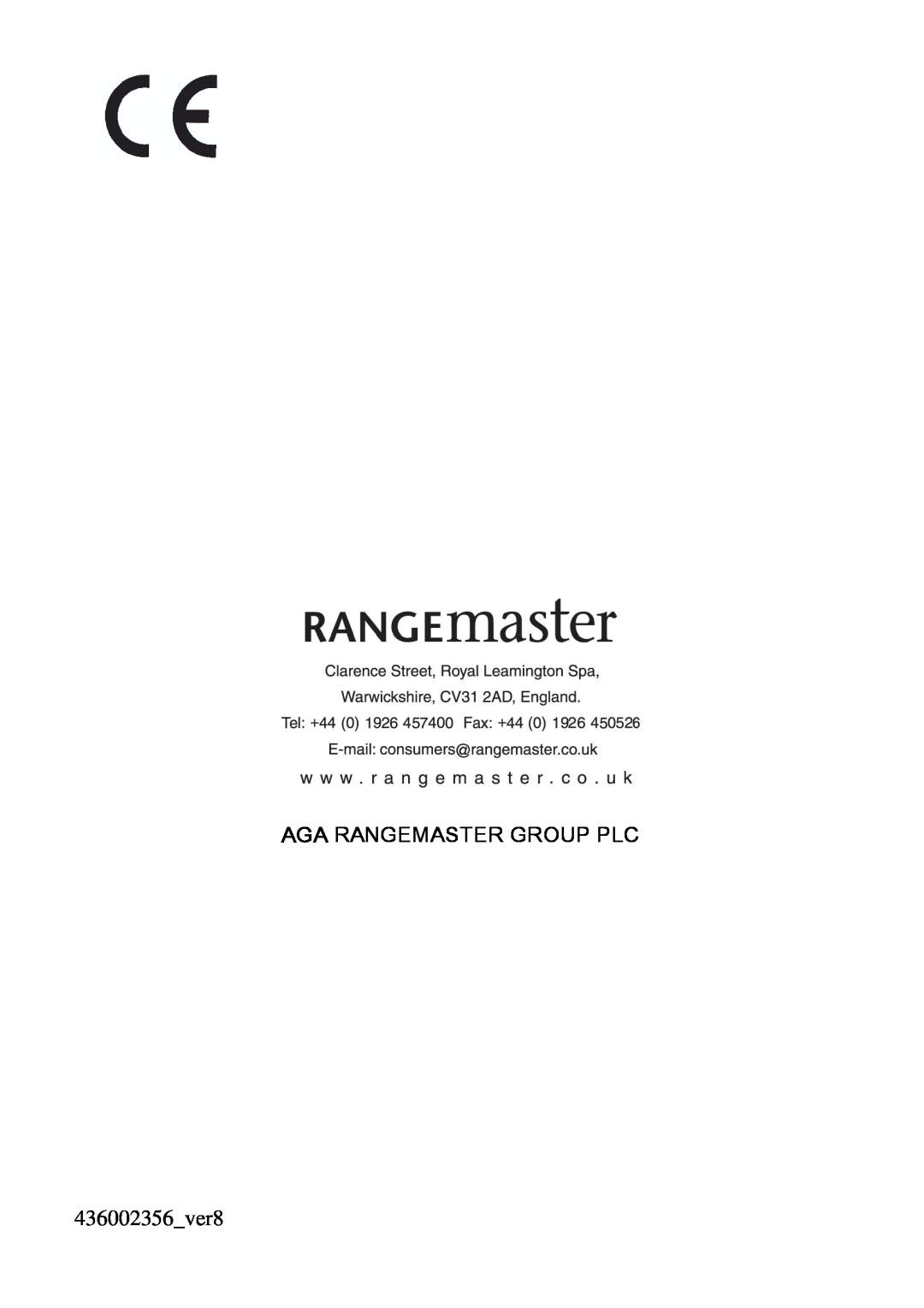 Rangemaster Chimney Hood manual Aga Rangemaster Group Plc, 436002356 ver8 