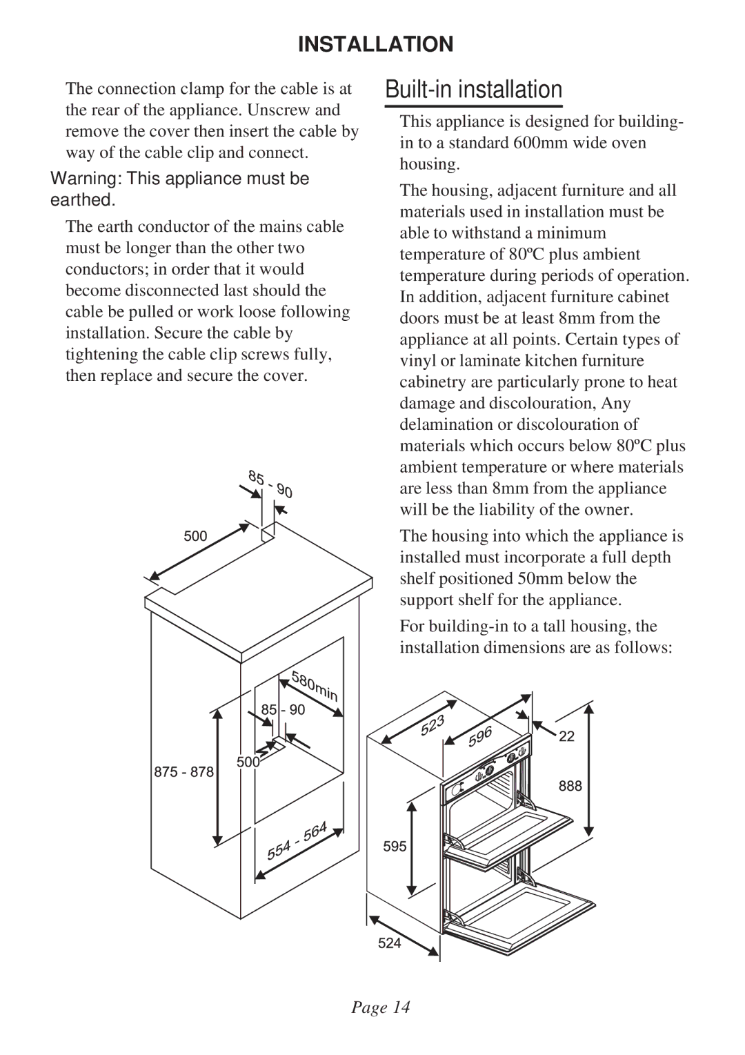 Rangemaster Double Built in Oven manual Built-in installation 