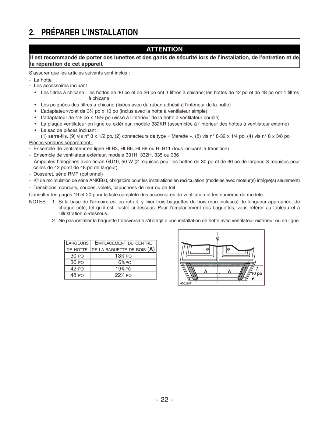 Rangemaster E64000, E6448SS installation instructions Préparer L’INSTALLATION 