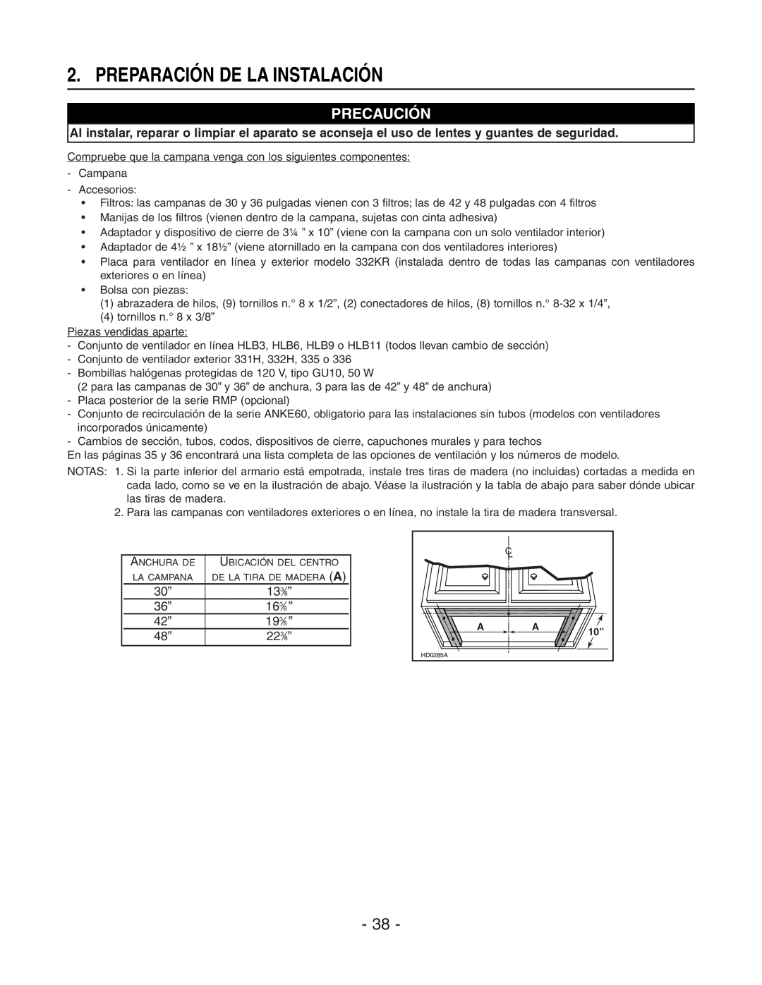 Rangemaster E64000, E6448SS installation instructions Preparación DE LA Instalación, Precaución 