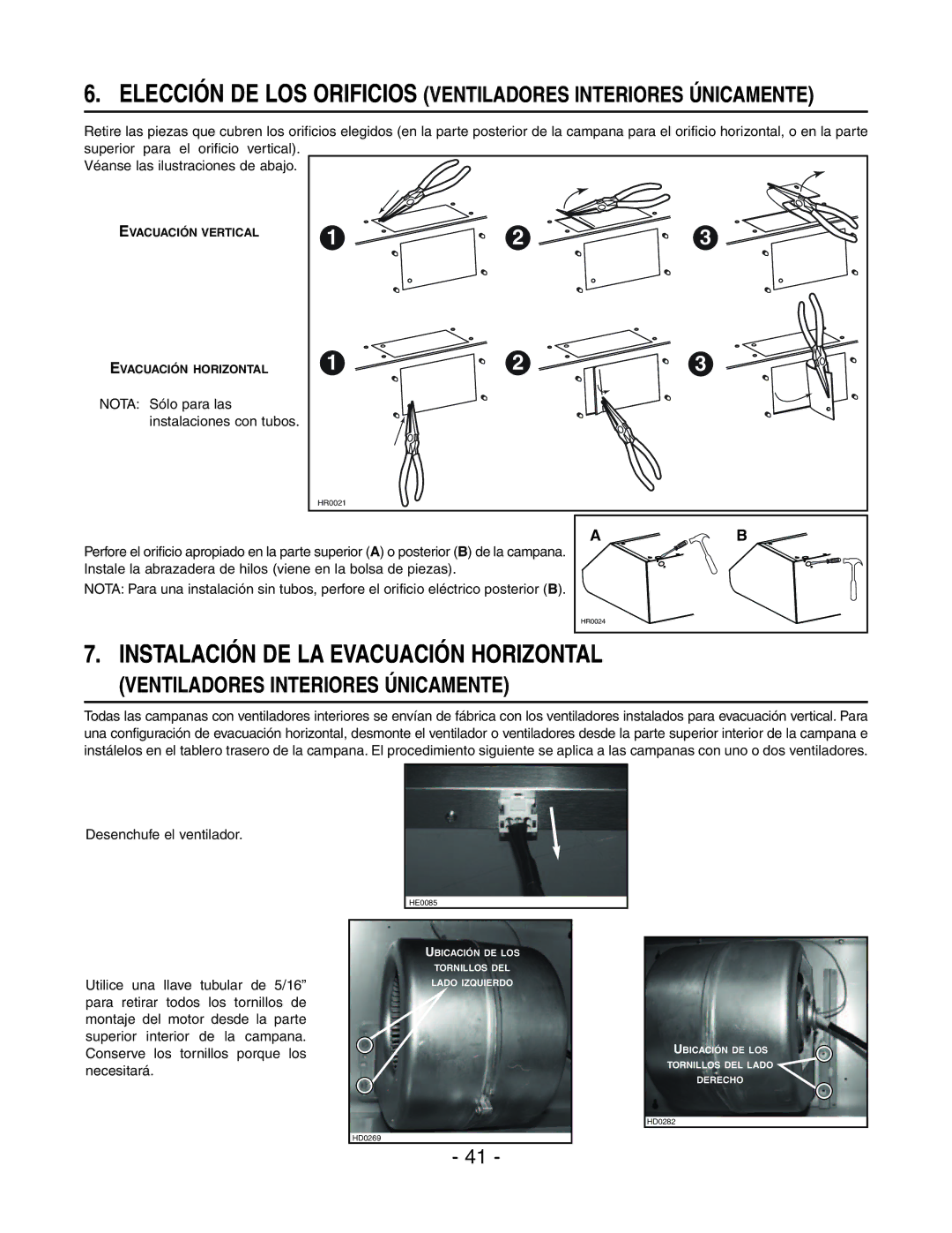 Rangemaster E6448SS, E64000 Instalación DE LA Evacuación Horizontal, Ventiladores Interiores Únicamente 