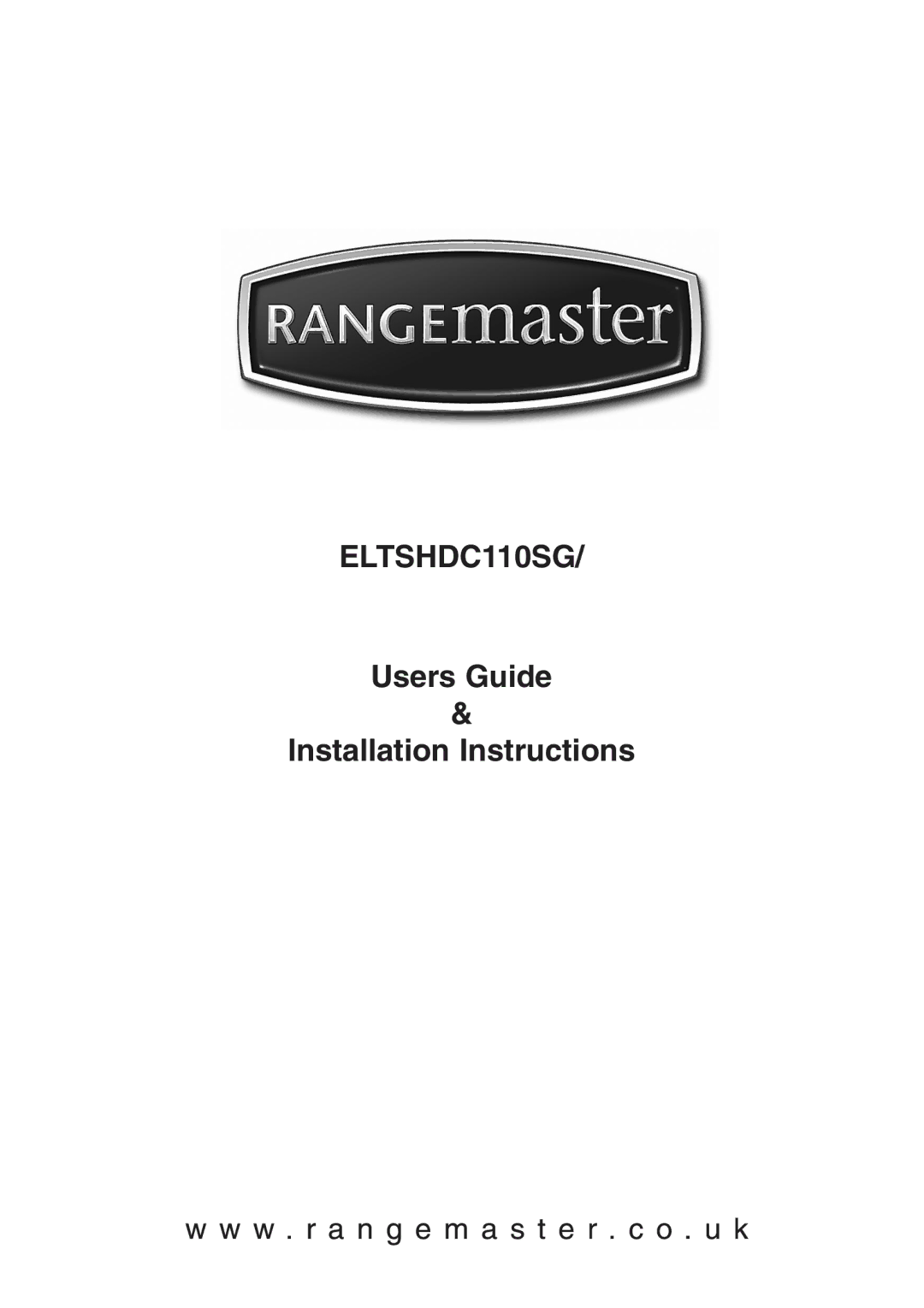 Rangemaster ELTSHDC110SG installation instructions 