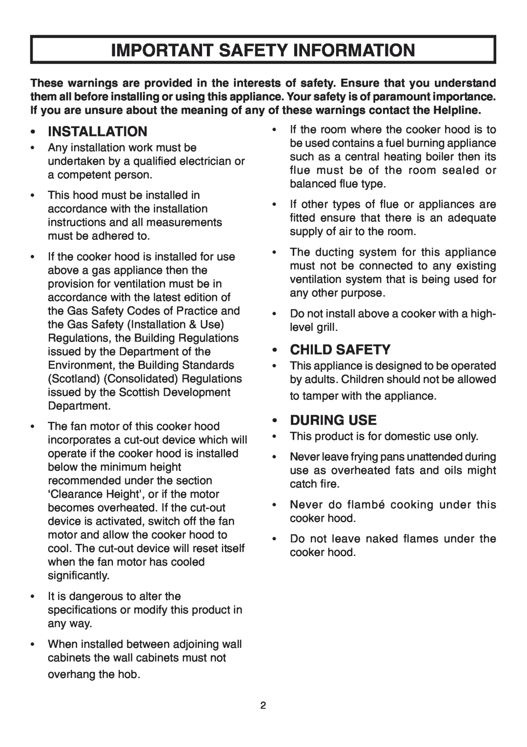 Rangemaster ELTSHDC110SG installation instructions Important Safety Information, Installation, Child Safety, During Use 
