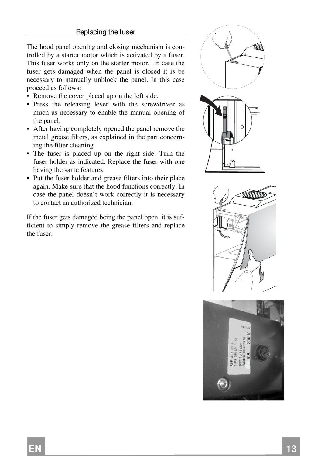 Rangemaster GLX490 RM manual Replacing the fuser 