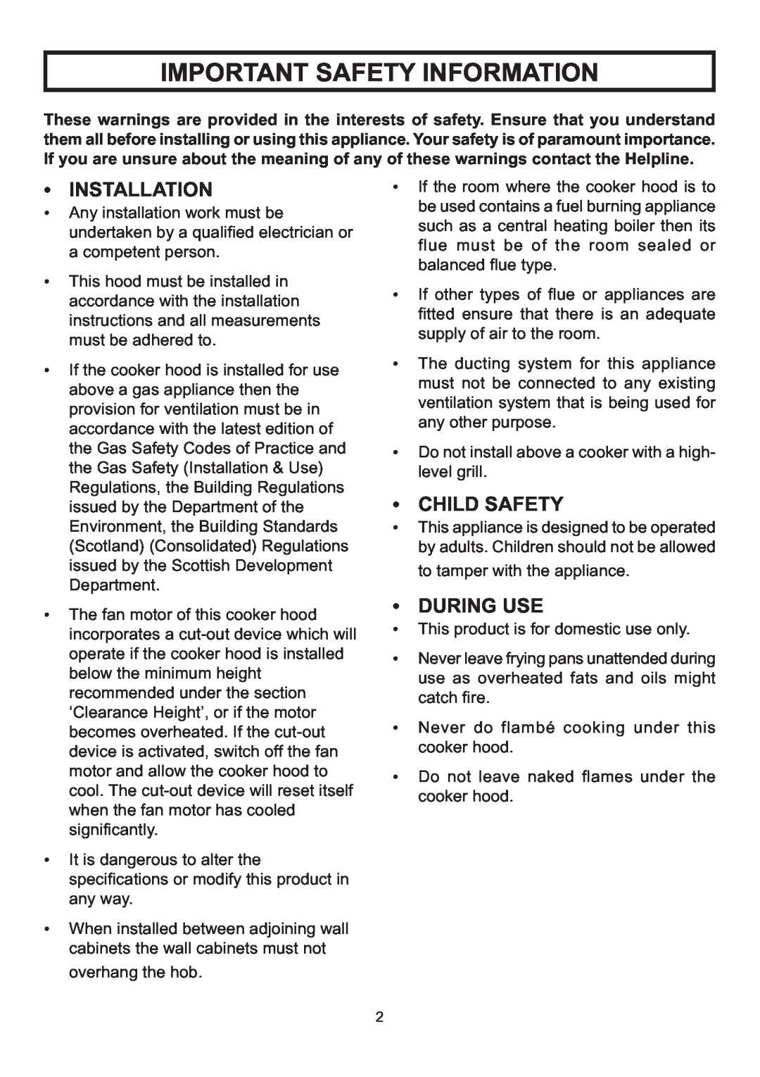 Rangemaster LEIHDS120SC installation instructions Important Safety Information, Installation, Child Safety, During Use 