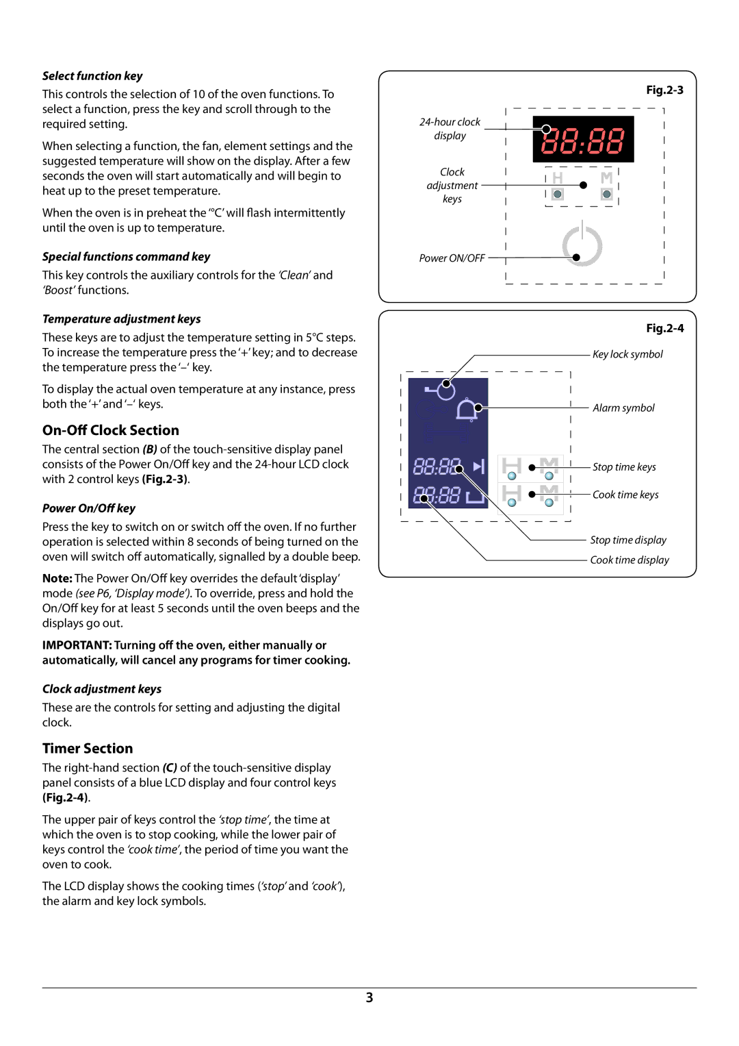 Rangemaster R6012 manual On-Oﬀ Clock Section, Timer Section 