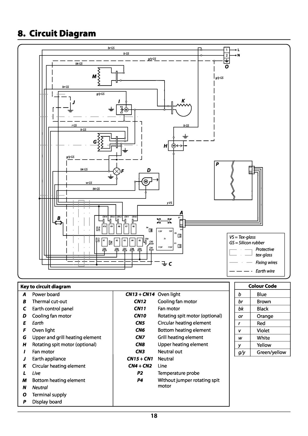 Rangemaster manual Circuit Diagram, DocNo.094-0003- Circuit diagram R6012 oven, Earth, Live, Neutral 