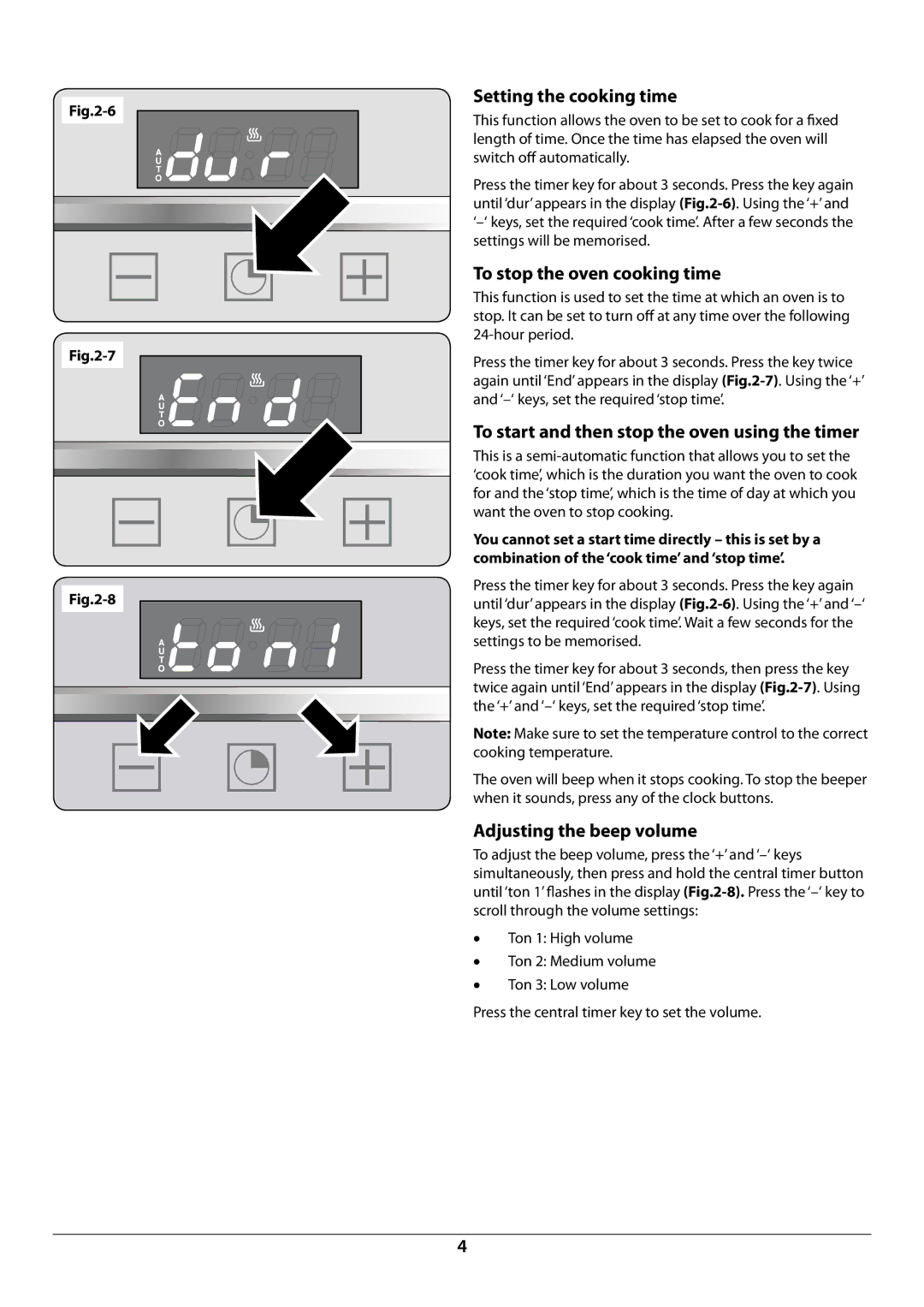 Rangemaster R604 Setting the cooking time, To stop the oven cooking time, To start and then stop the oven using the timer 