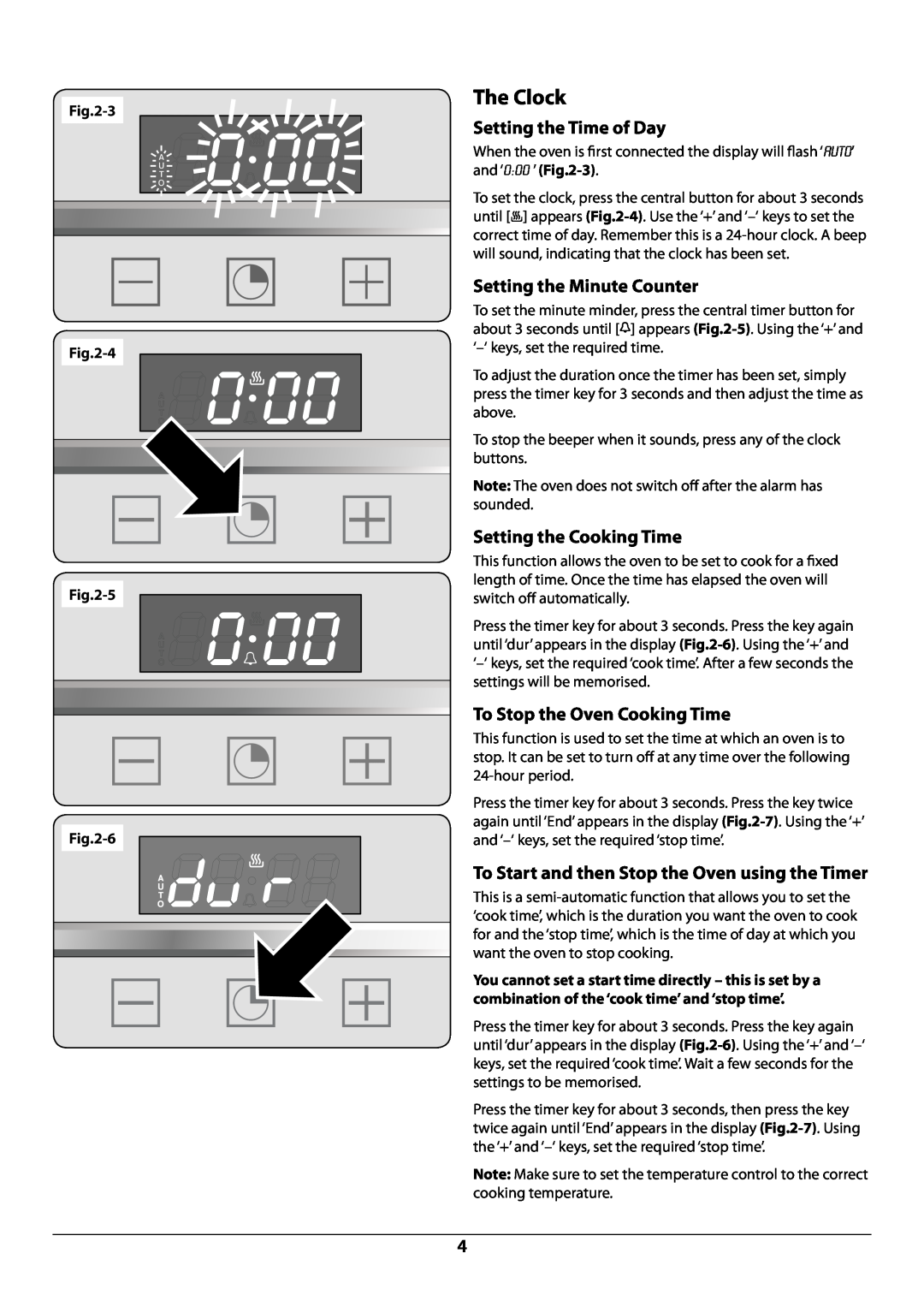 Rangemaster R609 manual The Clock, Setting the Time of Day, Setting the Minute Counter, Setting the Cooking Time 