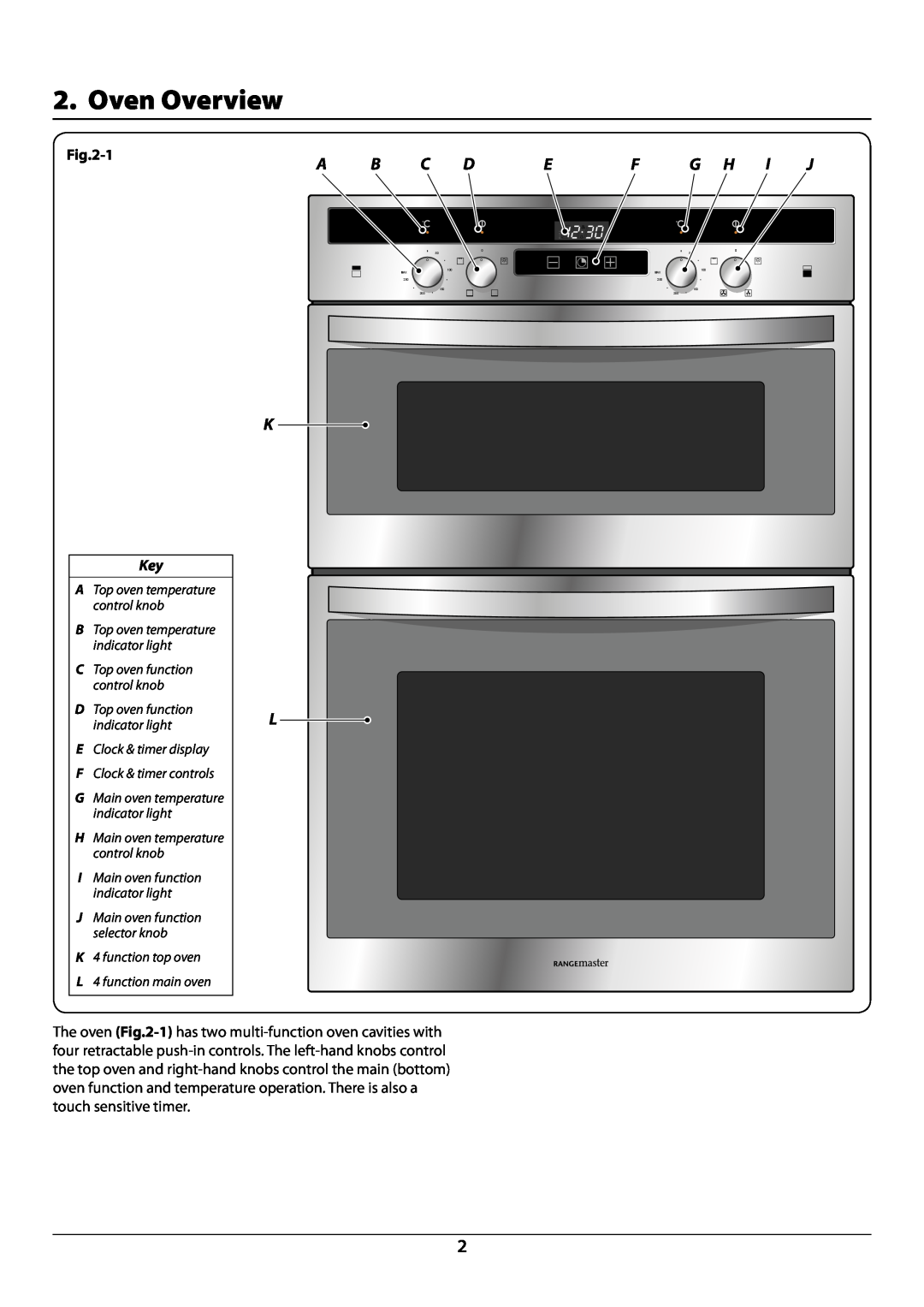 Rangemaster R9044 manual Oven Overview, 1 