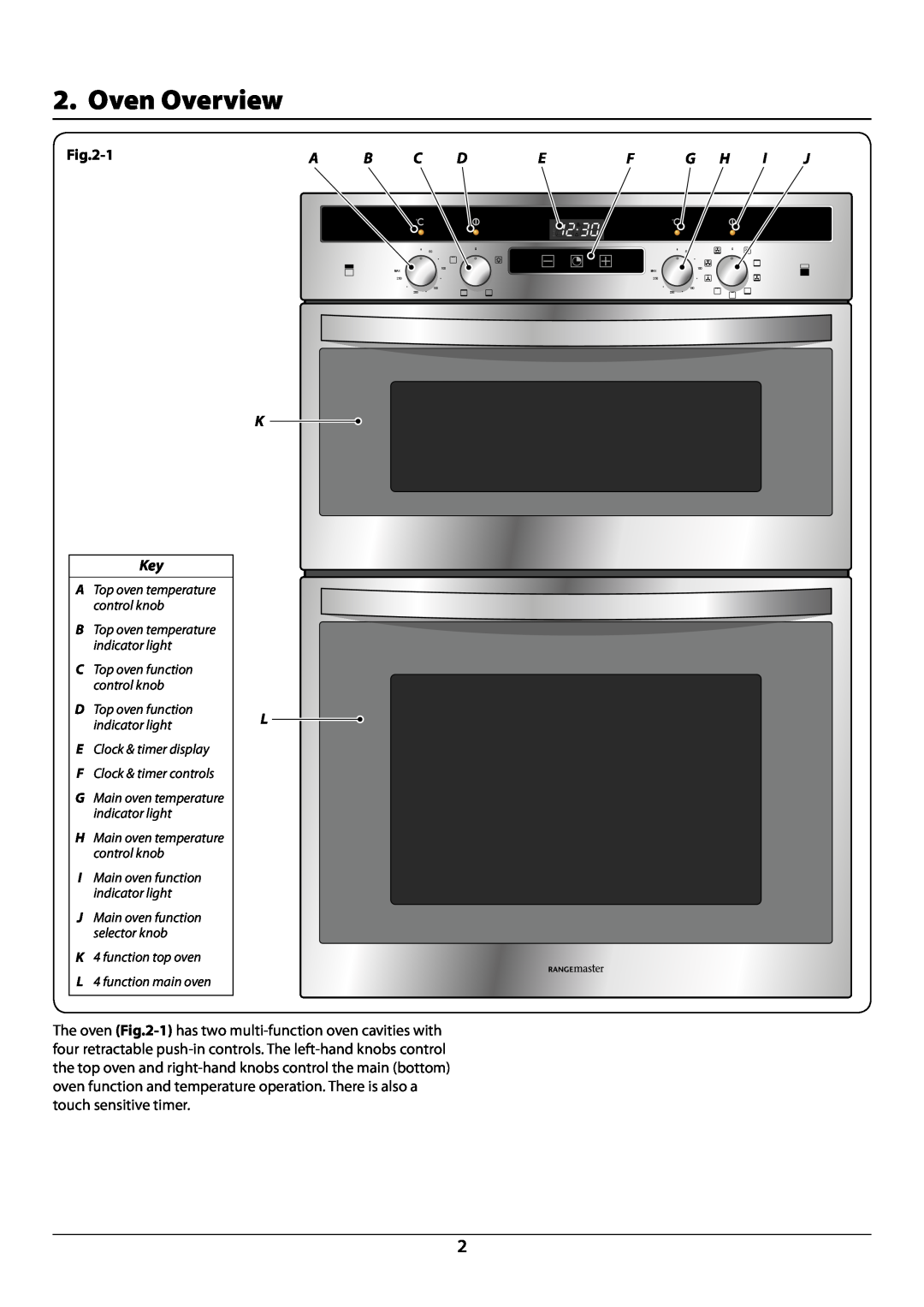 Rangemaster R9049 manual Oven Overview 