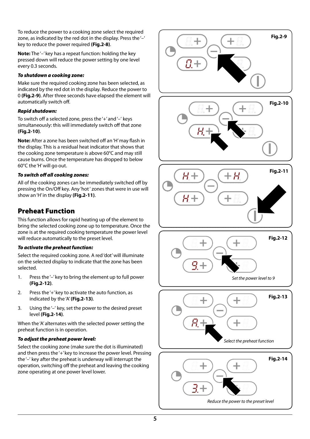 Rangemaster RC60SS manual Preheat Function 