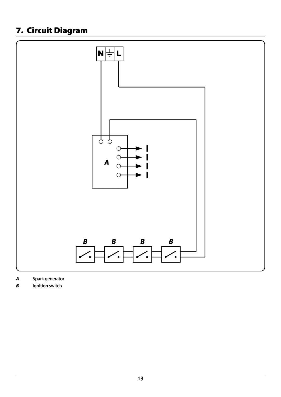 Rangemaster RC60SS manual Circuit Diagram, DocNo.091-0001- Circuit diagram - RG60/RGG60 gas 