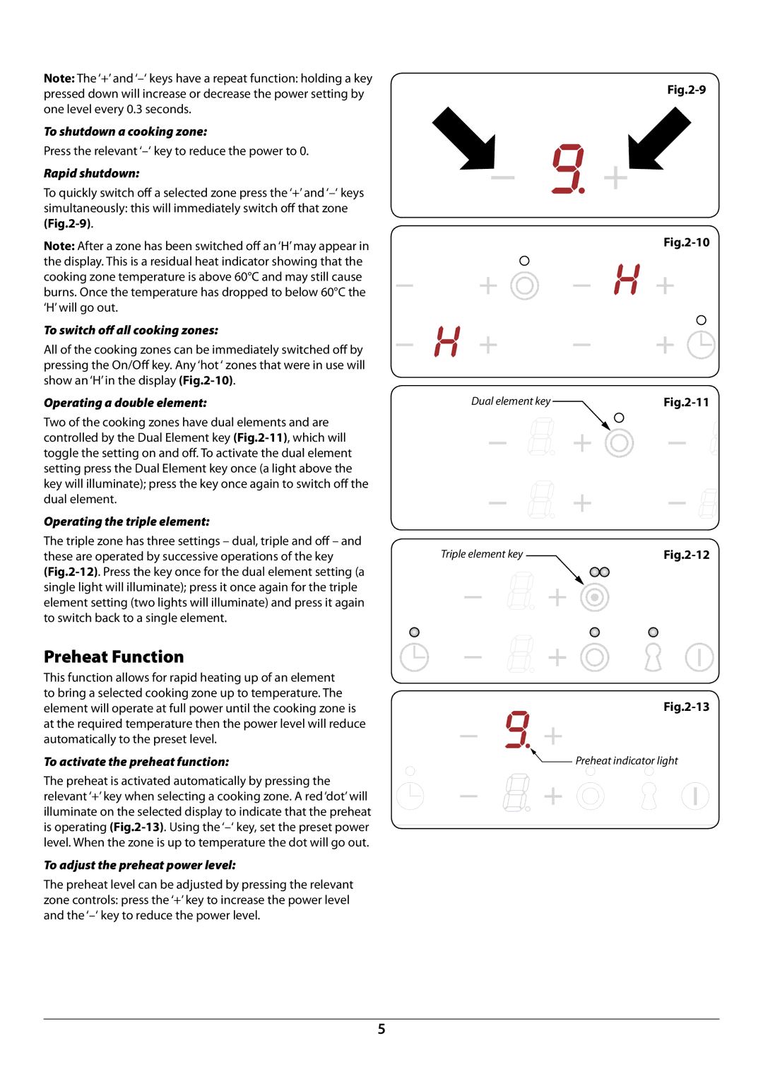 Rangemaster RC90 manual Preheat Function 