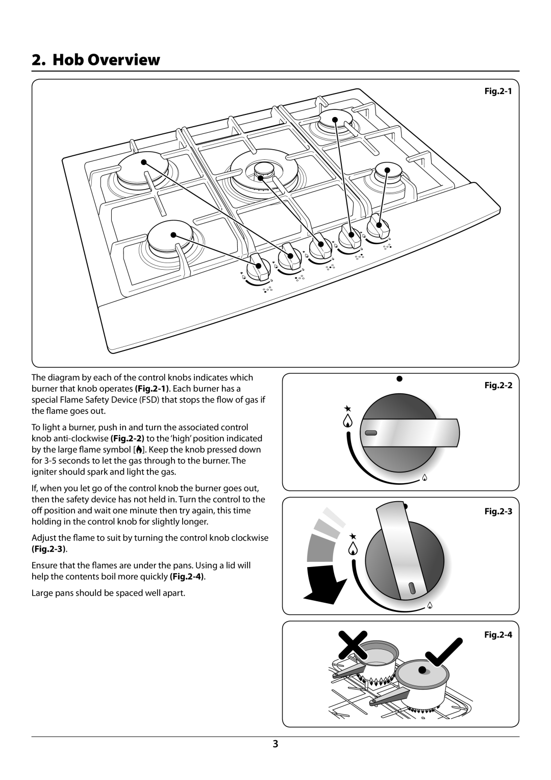 Rangemaster manual Hob Overview, DocNo.021-0002 Overview RG70 gas 