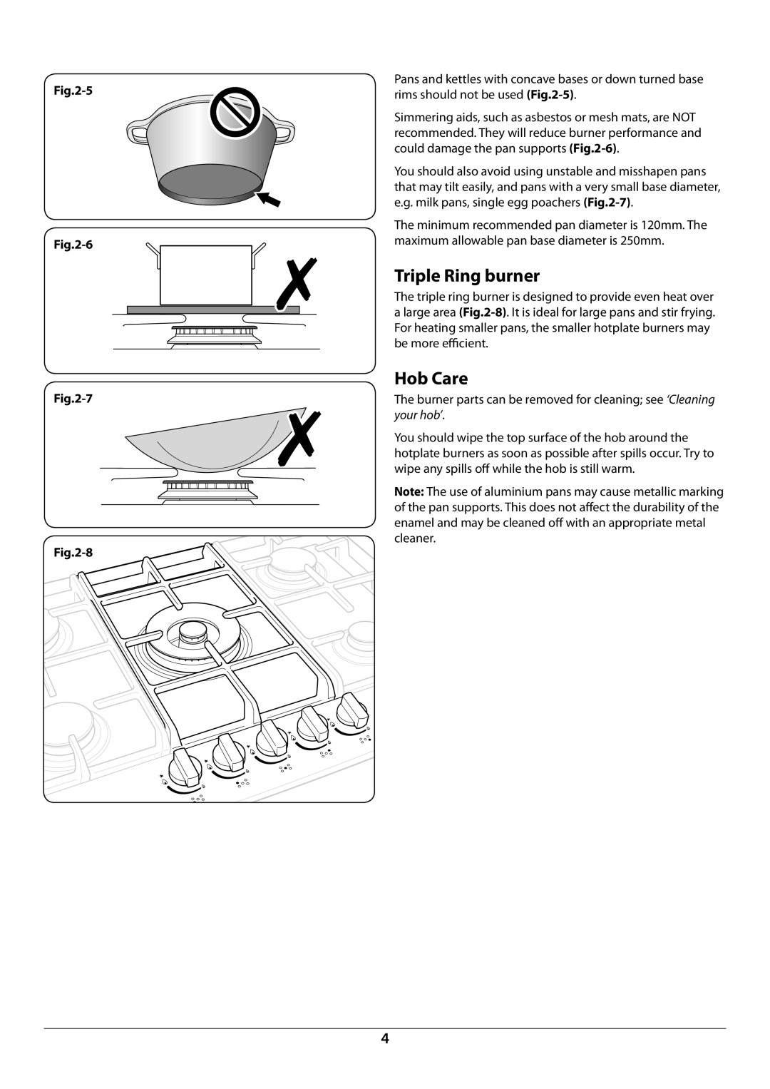 Rangemaster RG70 manual Triple Ring burner, Hob Care 