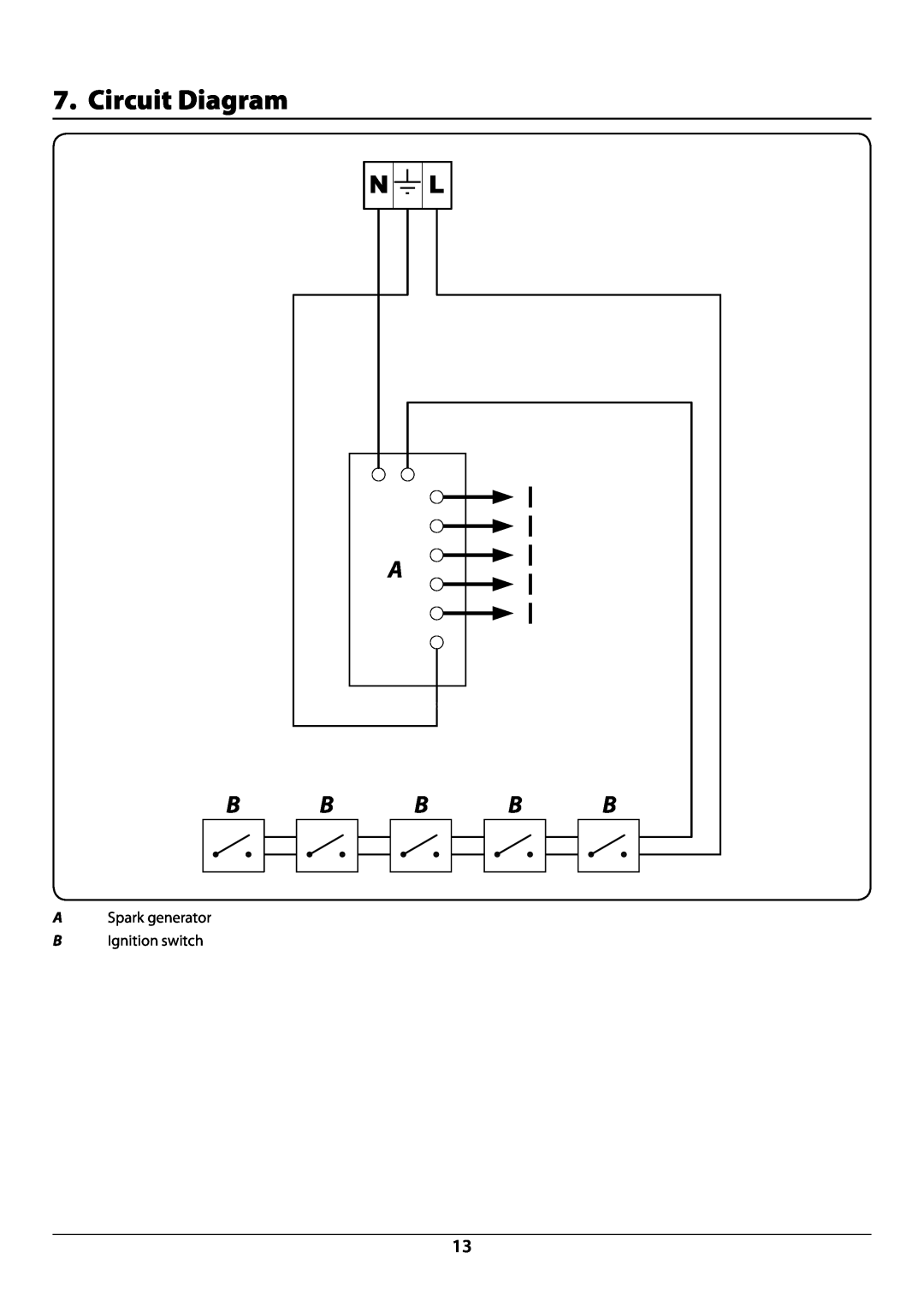 Rangemaster manual Circuit Diagram, DocNo.091-0002- Circuit diagram - RG70/RGG77 gas 