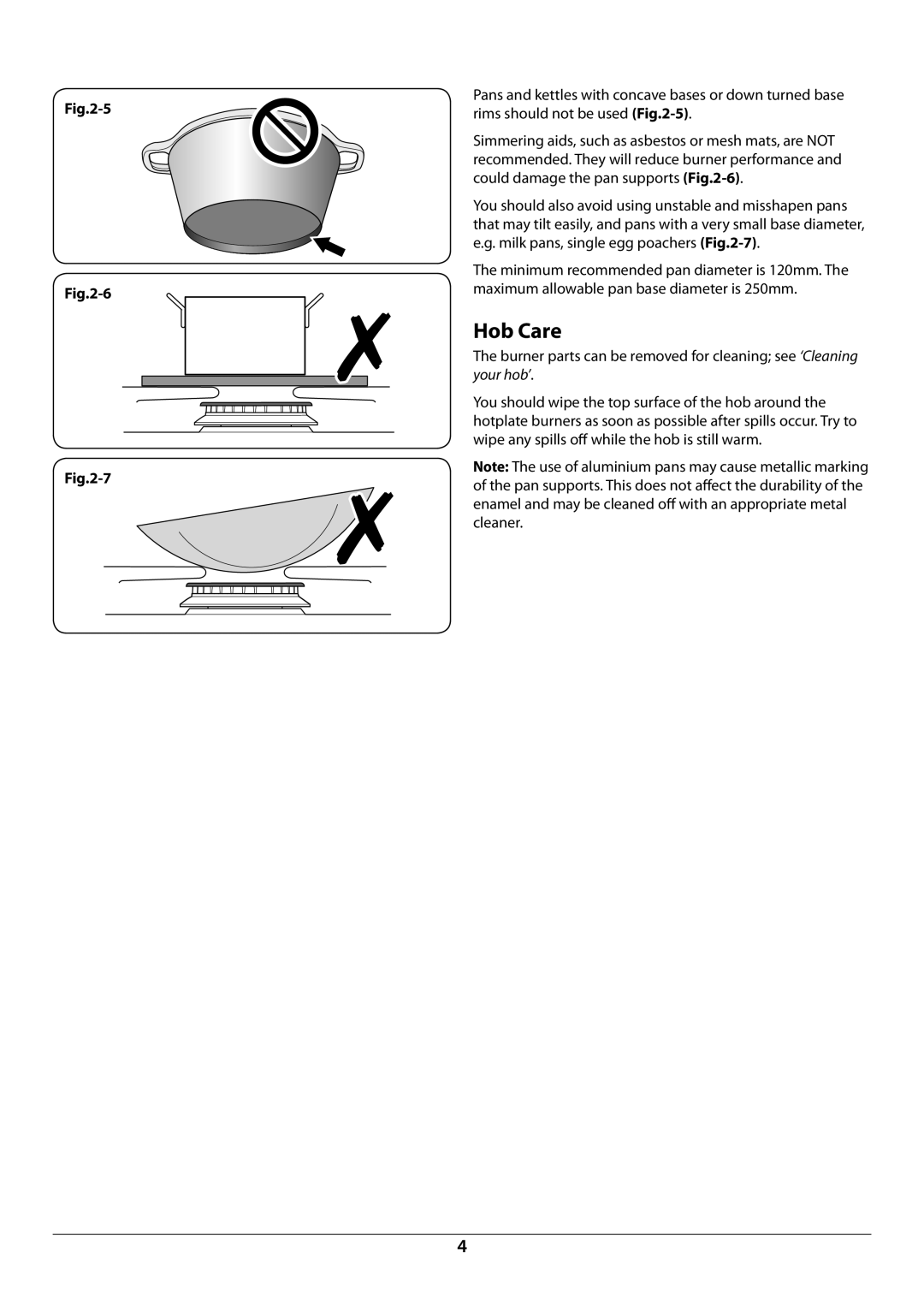 Rangemaster RGG60 manual Hob Care 