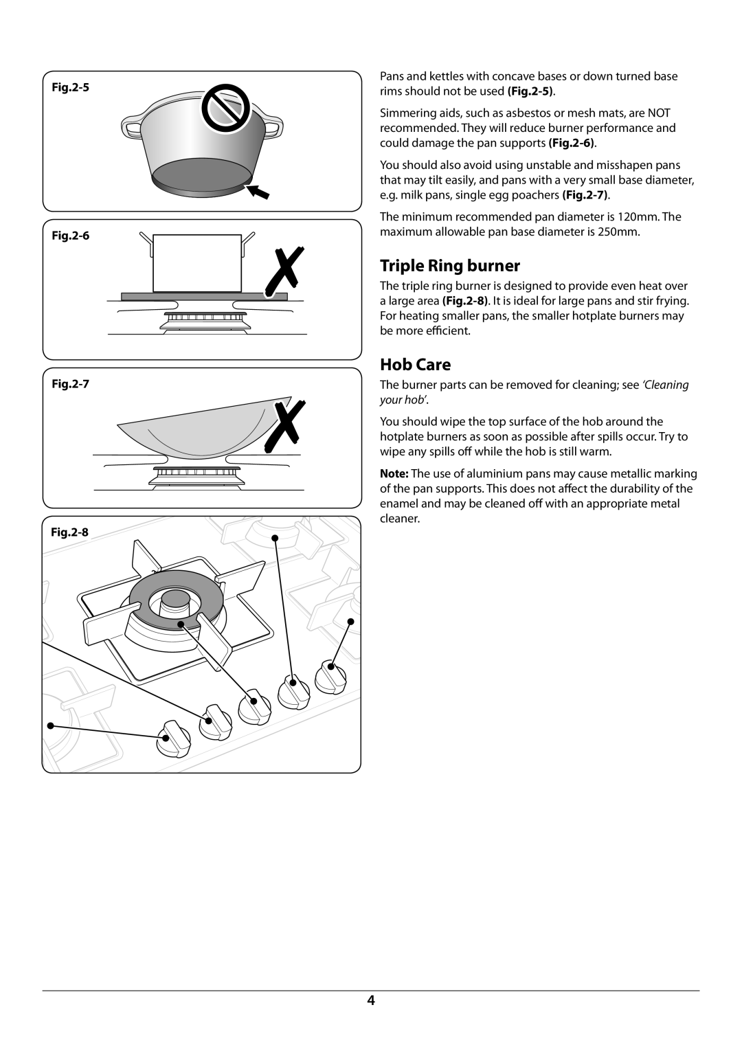 Rangemaster RGG77 manual Triple Ring burner, Hob Care 