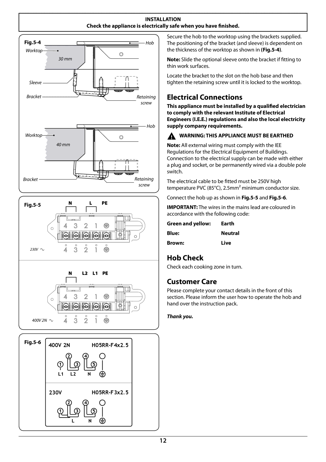 Rangemaster RI77 manual Customer Care, To comply with the relevant Institute of Electrical 