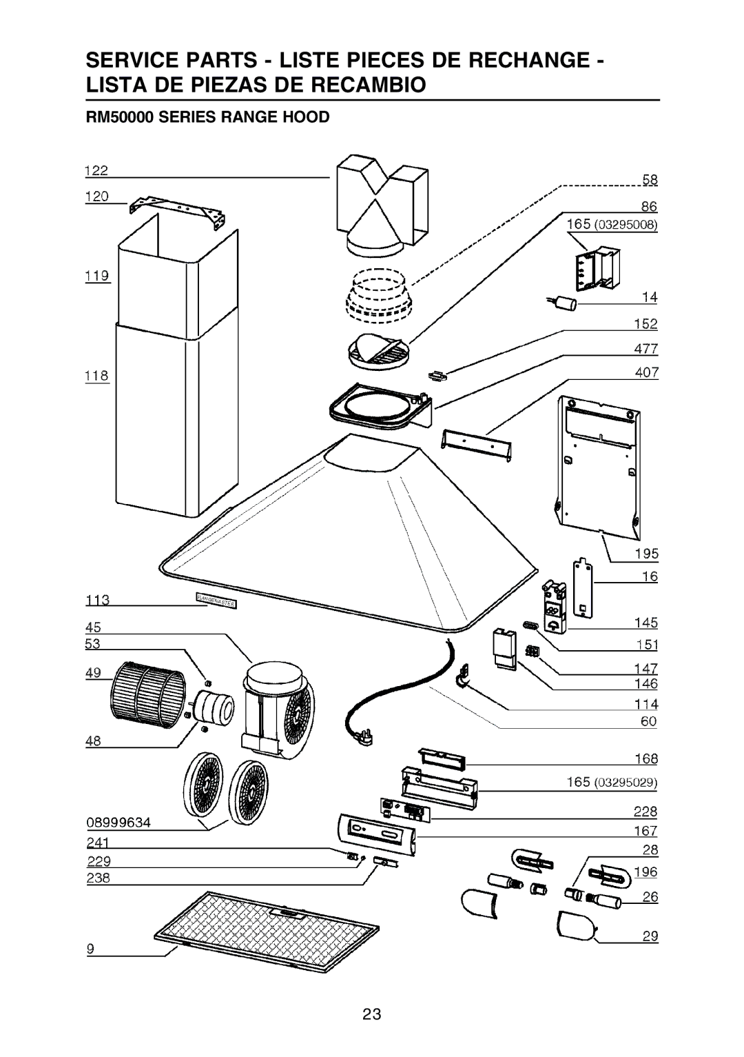 Rangemaster manual RM50000 Series Range Hood 