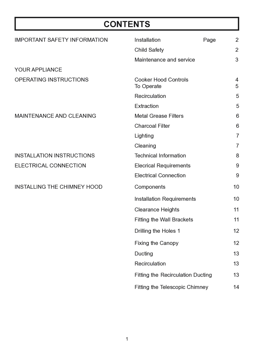 Rangemaster RMHDT90SS, RMHDT110SS installation instructions Contents 