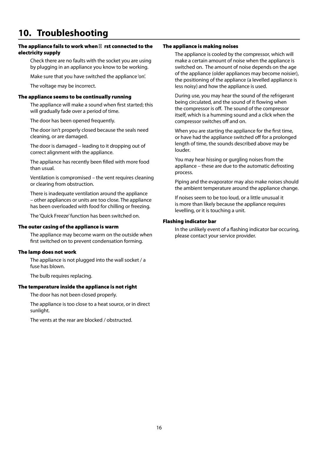 Rangemaster SxS 661 manual Troubleshooting 