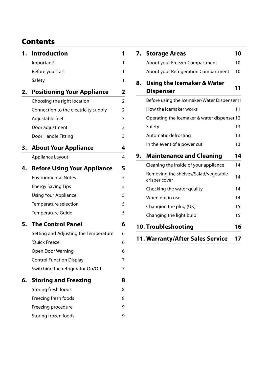 Rangemaster SxS 661 manual Contents 