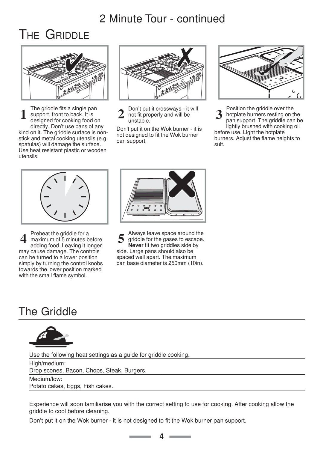 Rangemaster Toledo 90 Gas installation instructions Minute Tour, Griddle 